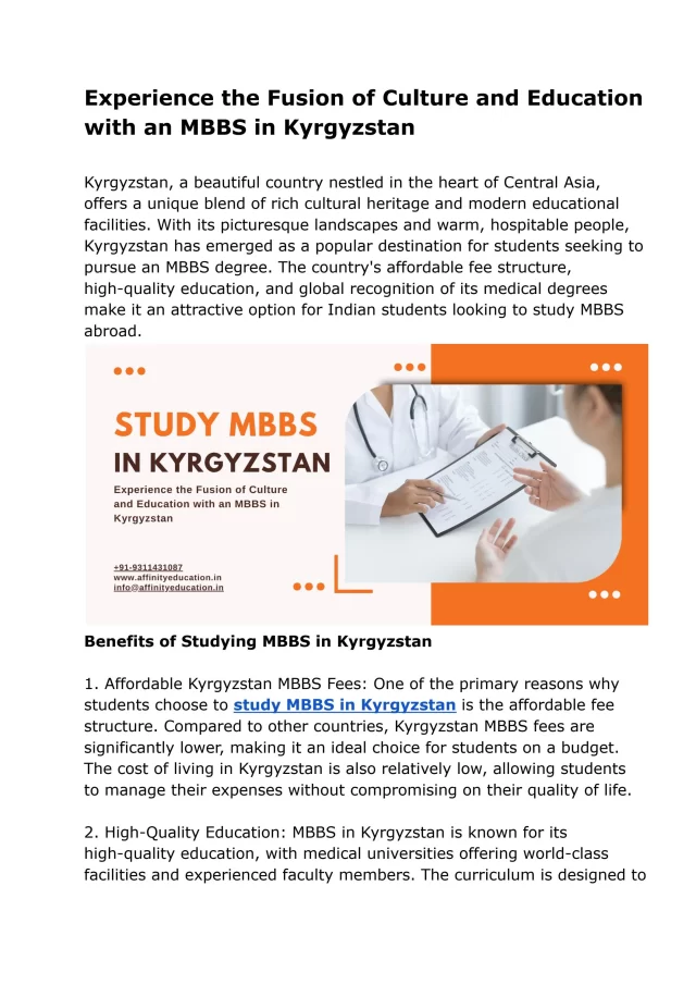 MBBS in kyrgyzstan